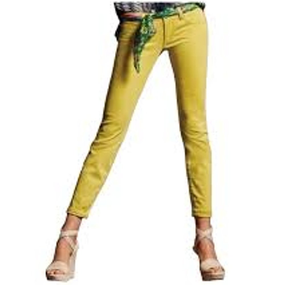 CAbi Women's Cotton Stretch Skinny Denim Jeans Citron, Happy Yellow Size 4 - Picture 2 of 6